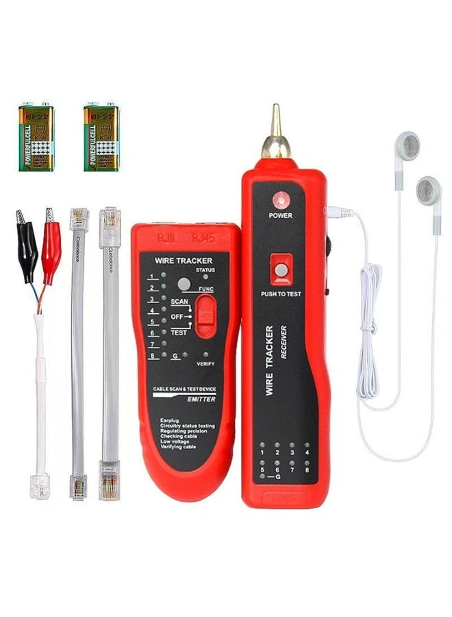 BEST ONE Wire Tester RJ45 RJ11 Cable Tracker Line Finder Multifunction Wire Tracker Ethernet LAN Network Cat5 Cat6 with Earphone for Cable Collation, Network Maintenance Collation, Telephone Line Test - Image 1